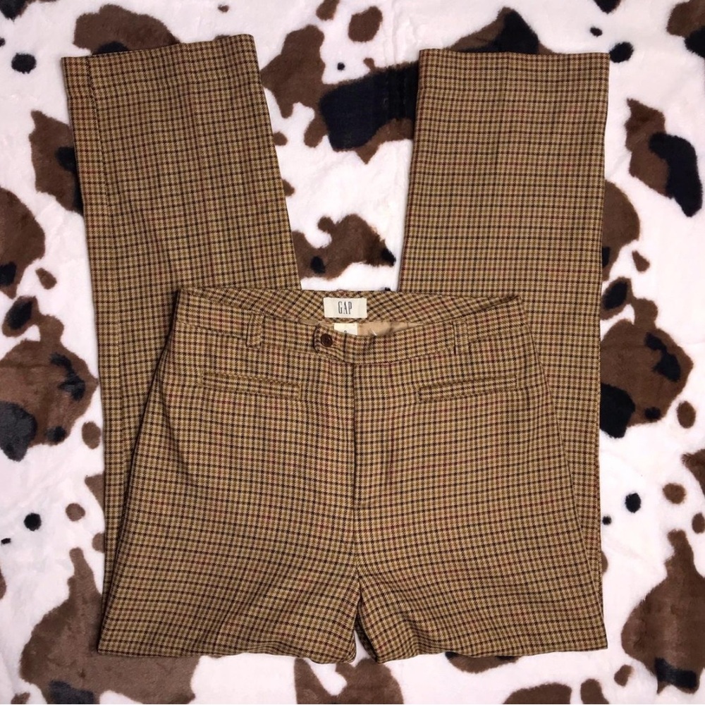 GAP Tan Checkered Trousers